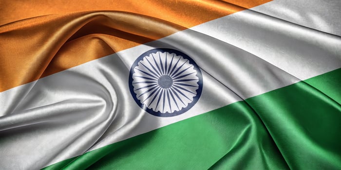 Rippled Indian National Flag Depicting Patriotism and National Celebrations photo