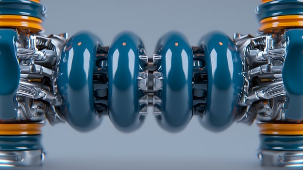 Close-up view of a futuristic mechanical component showcasing intricate design and vibrant colors photo