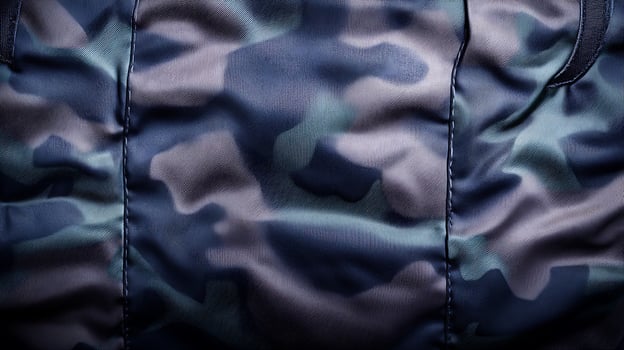 Close-up view of textured camouflage fabric showcasing intricate patterns and hues photo