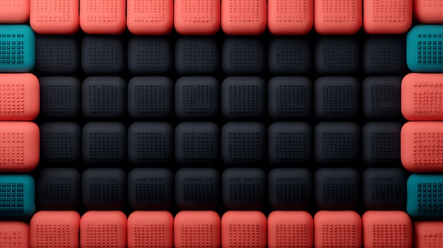 Colorful geometric pattern of interlocking blocks creating a vibrant abstract design photo