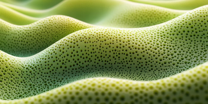 Close-up of textured green surface resembling natural landscape with subtle waves and tiny pores photo
