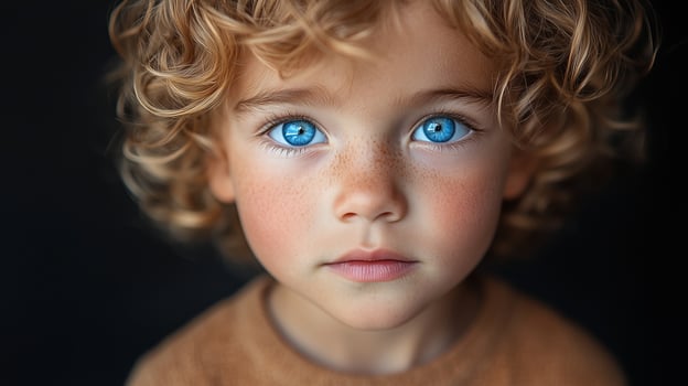 A young child with blue eyes photo