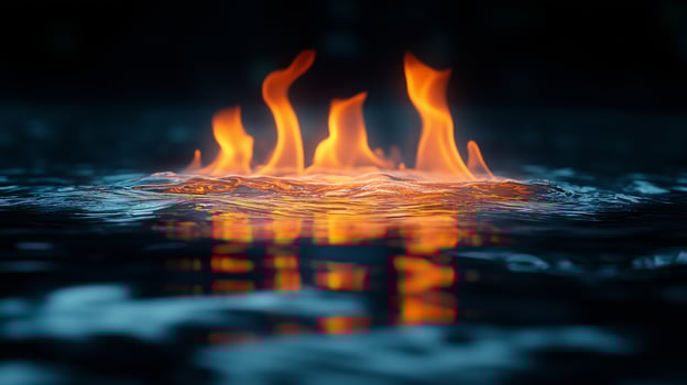 Flames dance above a dark backdrop photo