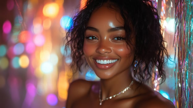 A woman with a smile and a necklace photo