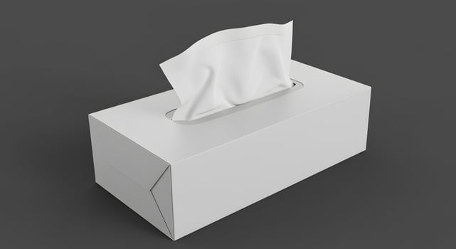 Clean White Tissue Box Mockup on Dark Background A 3D Rendering of a Simple Tissue Dispenser for Branding and Design Purposes photo