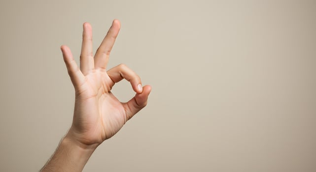 OK Hand Gesture Photography Against Neutral Background A Simple Sign of Approval and Agreement photo