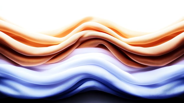 Flowing fabric waves in soft pastel colors create an elegant texture against a bright background photo