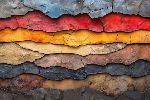 Stratified Stone Layers, Colorful Rock Texture, Geology Pattern, Abstract Wall Decor, Decorative Art, photo