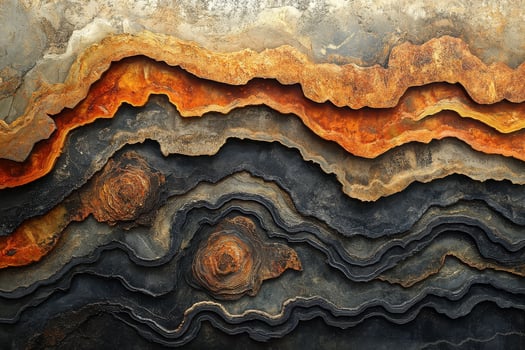 Textured sedimentary strata abstract forms in earth tones layers, geology photo