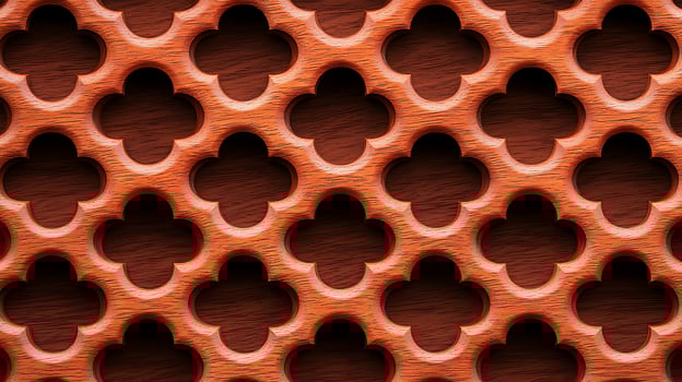 Intricate wooden pattern featuring clover-shaped cutouts, showcasing craftsmanship in design photo