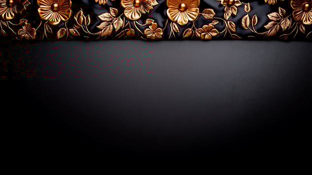 Ornate floral design in rich copper tones against a dark background, ideal for elegant decor photo