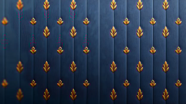 Ornate wooden wall with golden leaf patterns, showcasing intricate design and craftsmanship photo