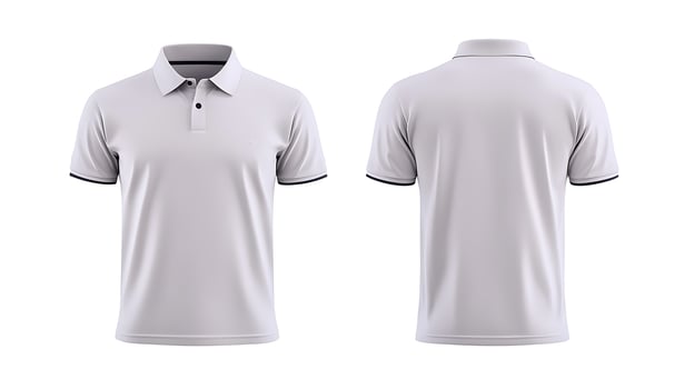 Plain grey polo shirt displayed from front and back, showcasing design and cut for casual wear photo