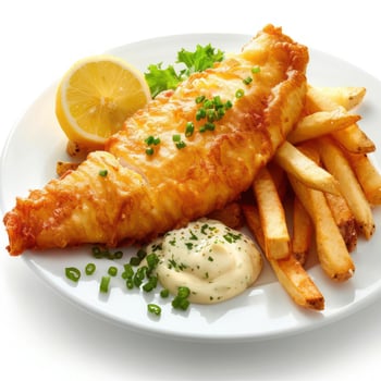 A plate of fried fish and French fries photo