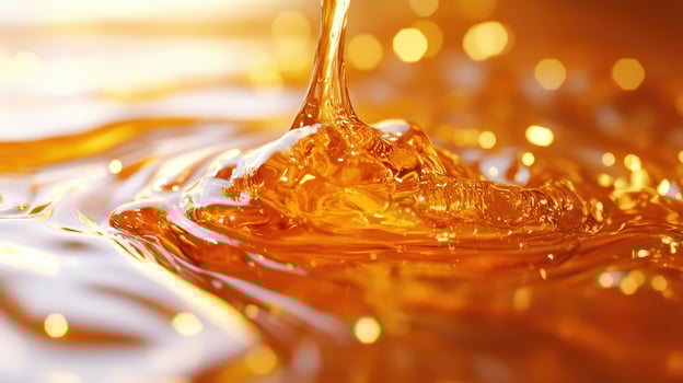 Golden liquid pouring, ripples photo