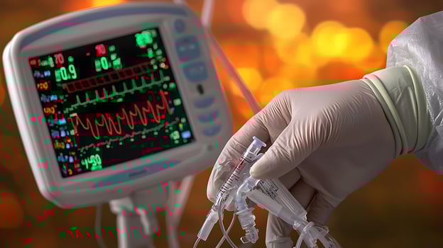 Medical professional monitoring patient vitals with advanced equipment in a clinical setting photo