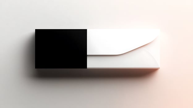 Minimalistic black and white envelope on a light background showcasing modern design aesthetics photo
