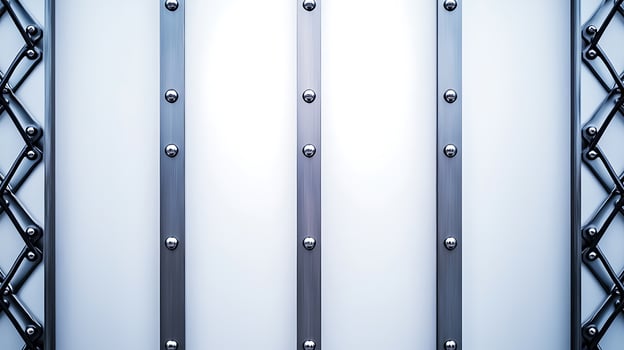 Modern industrial wall with metallic panels and rivets, showcasing a sleek design photo