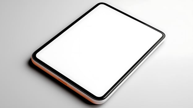Sleek modern tablet on a minimalist surface, showcasing its design with soft lighting photo