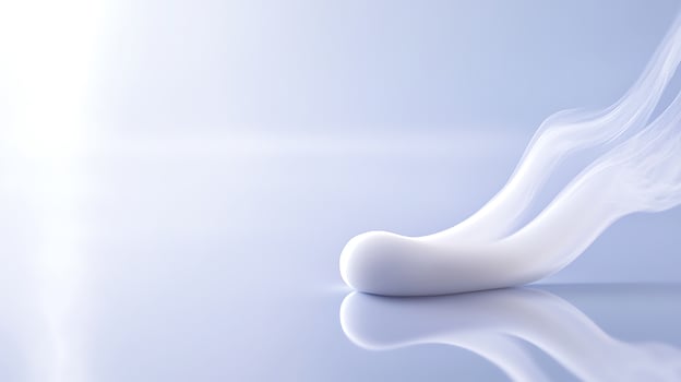 Smooth white shape gliding across a soft, misty background, evoking tranquility and serenity photo