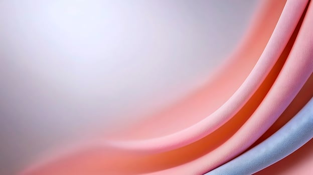 Soft, flowing fabric waves in pastel pink and blue tones with a blurred light background photo