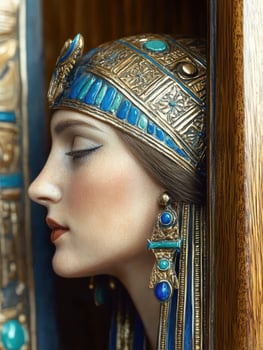 Elegant woman with Egyptian style headdress and jewelry photo