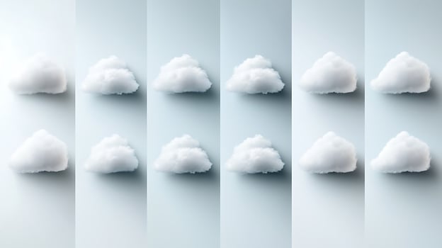 Soft white clouds arranged in a grid pattern against a light blue background, evoking calmness photo