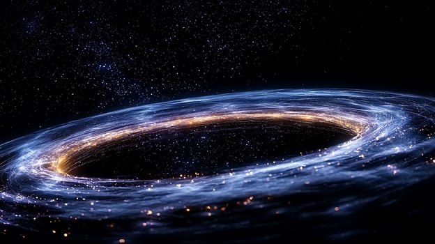 Stunning cosmic whirlpool showcasing swirling stars and luminous particles in deep space photo