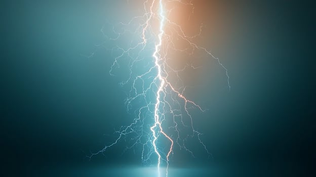 Stunning lightning bolt illuminating a dark sky, creating a dramatic atmosphere at dusk photo