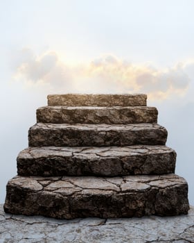 Stone steps leading to a bright sky photo
