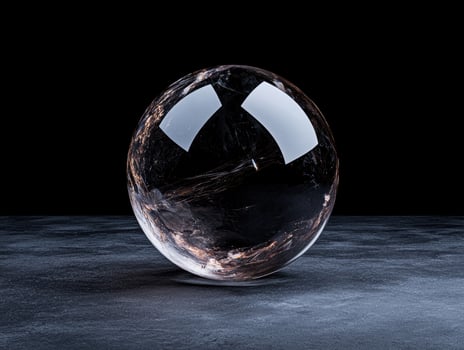 Crystal ball on a dark surface photo