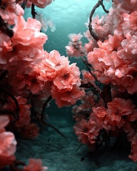 Dreamy underwater cherry blossoms in bloom photo