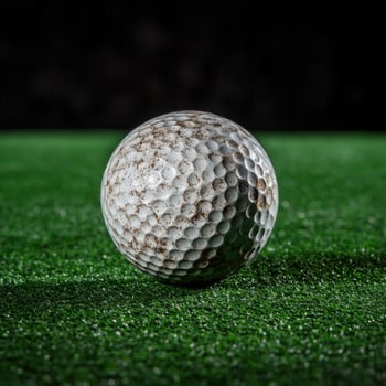 Golf ball on a green course photo
