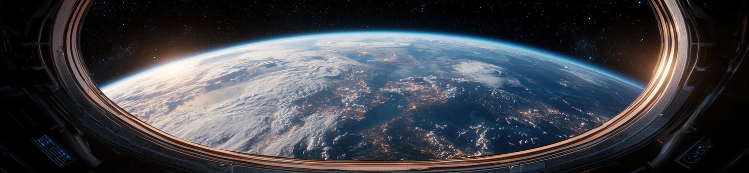 View of Earth from space station window photo
