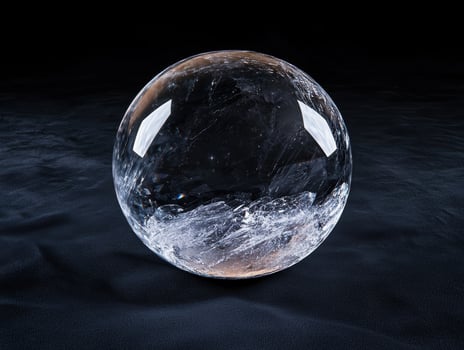 A clear crystal ball on a dark surface photo