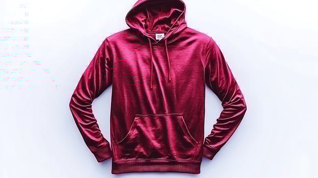 Stylish maroon hoodie displayed on a clean surface, showcasing its design and texture photo