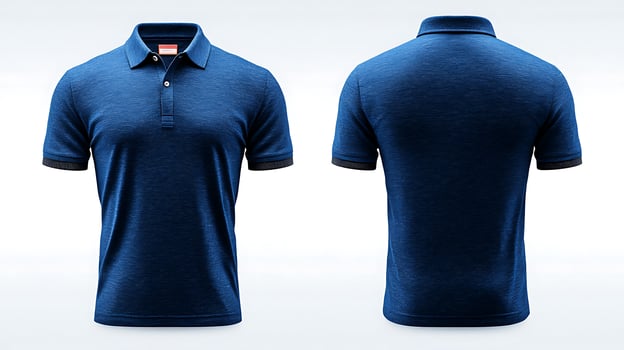 Stylish navy blue polo shirt displayed from front and back on a clean, neutral background photo
