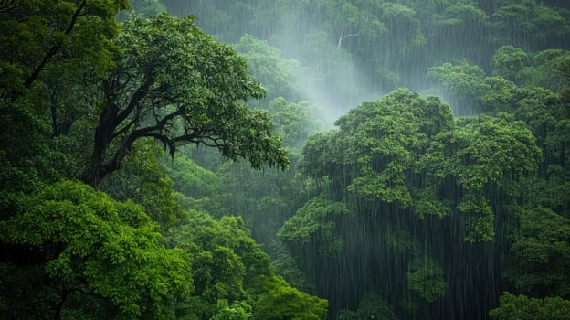 Rainforest, green trees, rain, waterfall, waterfall, rainforest, rainforest, rain photo