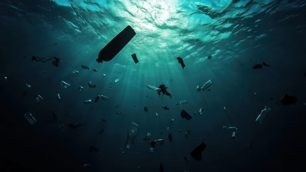 Plastic pollution in the ocean photo