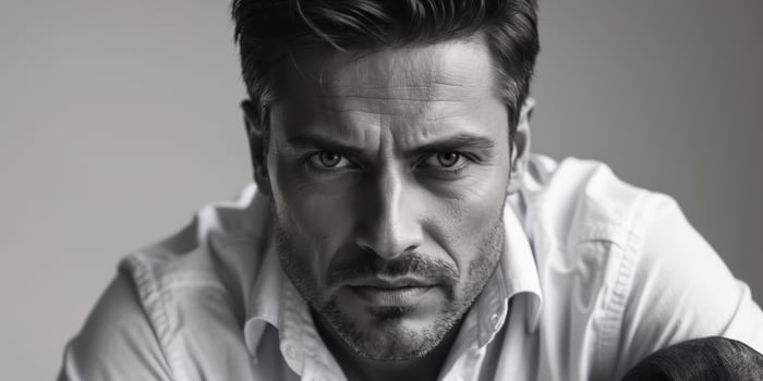 A man with a beard and a white shirt photo