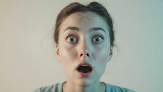 A woman with a surprised look on her face photo