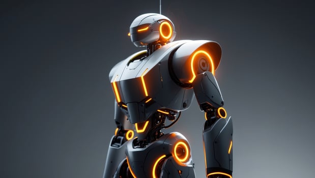 Futuristic Robot Design With Glowing Orange Accents photo
