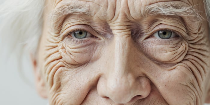 An older woman with wrinkles on her face photo