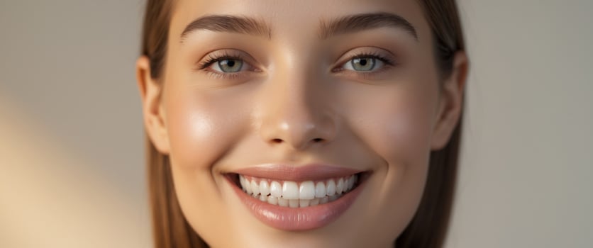 Radiant smile evolution before and after dental whitening transformation close up photo
