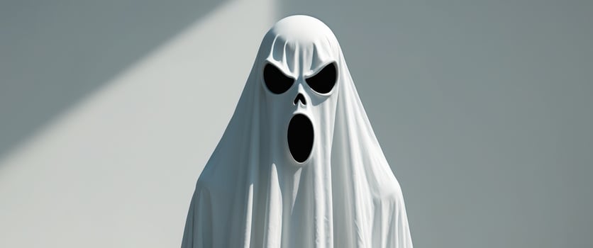 A ghostly white ghost with black eyes photo
