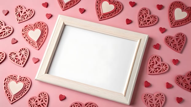 Romantic Valentine's Day Frame with Pink Hearts photo