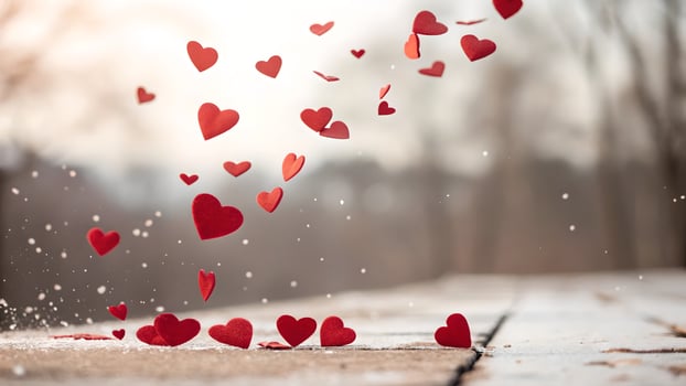 Falling in Love Red Hearts Winter Wonderland photo
