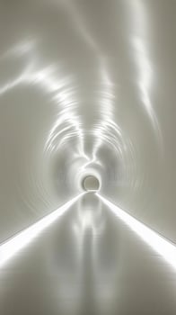 Light reflections create a striking visual journey through a modern tunnel interior. photo