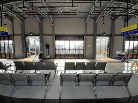 Bandung, Indonesia - February 11, 2025 - New Skybridge Kiara Condong Station for passenger waiting room. photo
