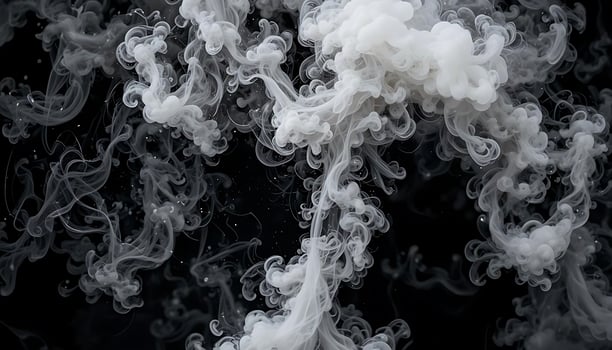 White Fog Explosion Chemistry Smoke, Aromatherapy Concept. Isolated Black Background. Stock photo